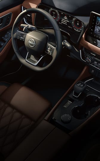 2026.5 Nissan Rogue detailed interior with leather seats.